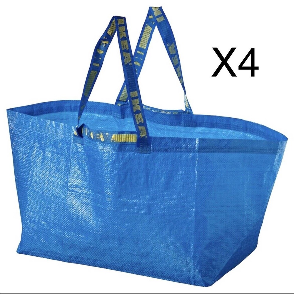Set of 4 IKEA FRAKTA‎ SHOPPING BAG NEW LARGE REUSABLE LAUNDRY TOTE GROCERY